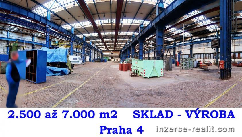 Výrobní-skladové haly 1500 až 7000 m2, ( i po částech)  Praha 4